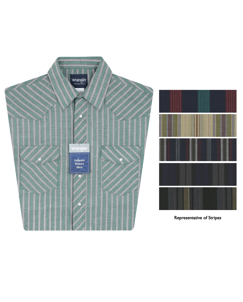Wrangler® Men's Basic Short Sleeve Western Stripe Snap Shirts - Fort Brands
