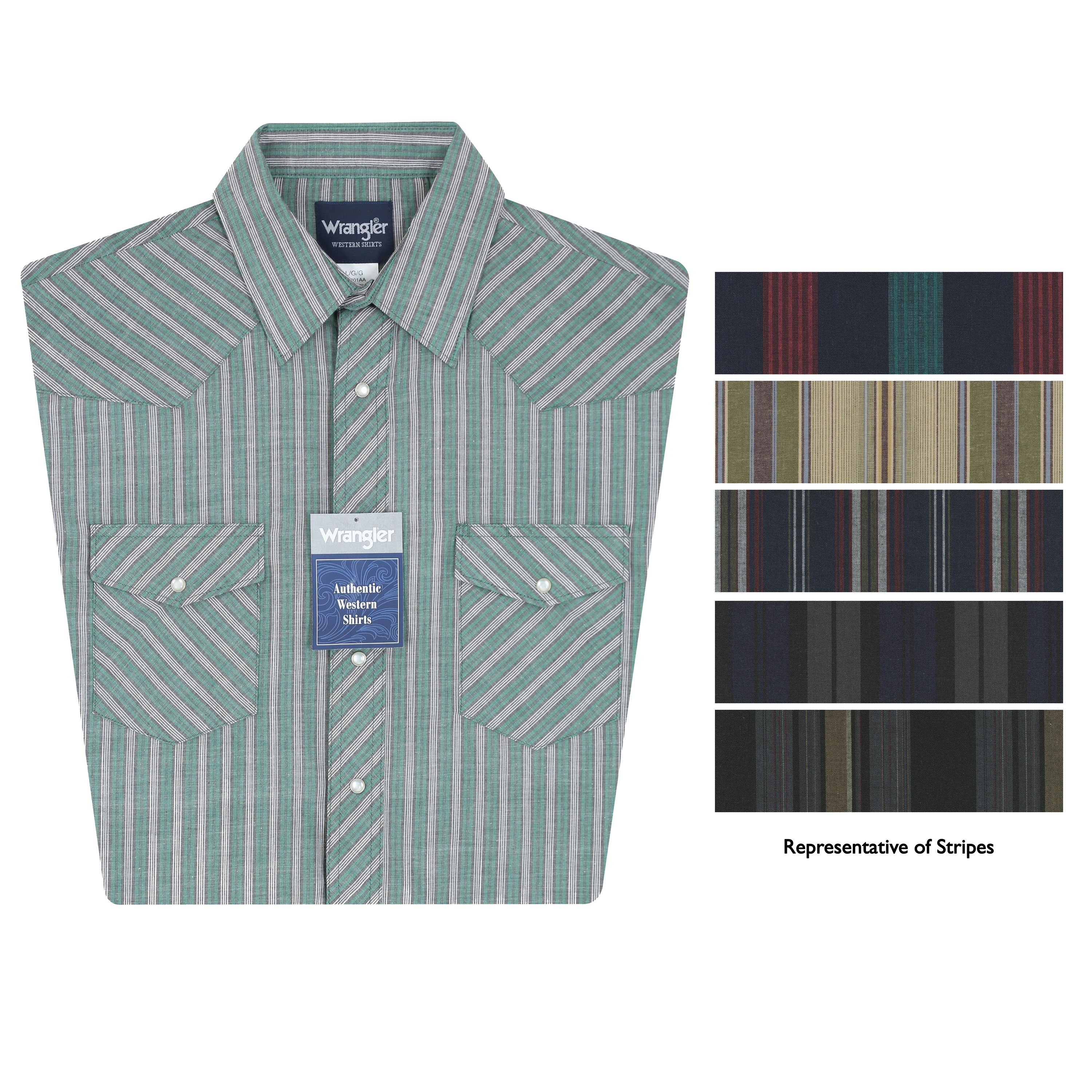 Wrangler® Men's Basic Short Sleeve Western Stripe Snap Shirts - Fort Brands