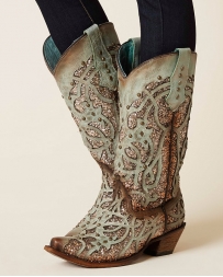 Corral Boots® Ladies' Snip Toe Mint Glitter Boot