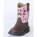 Roper® Girls' Brown & Pink Dazzle Lights Boots - Toddler