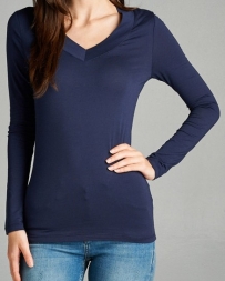 Younique® Ladies' Long Sleeve Vneck Basic Tee