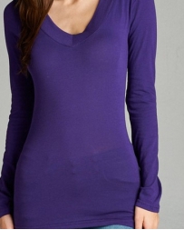 Younique® Ladies' Long Sleeve Vneck Basic Tee