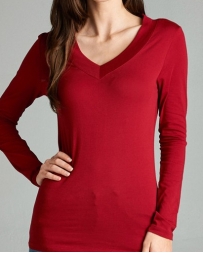 Younique® Ladies' Long Sleeve Vneck Basic Tee