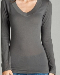 Younique® Ladies' Long Sleeve Vneck Basic Tee