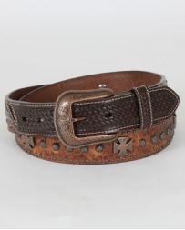 Men's Faux Ostrich Belt with Basketweave