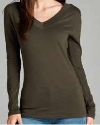 Younique® Ladies' Long Sleeve Vneck Basic Tee