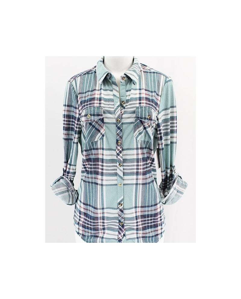 FashionGo® Ladies' Purple And Mint Flannel Shirt - Fort Brands