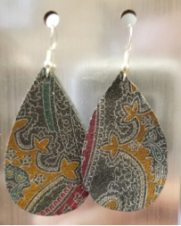 Ladies' Paisley Small Leather Earrings