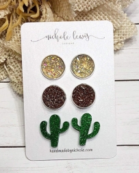 Nichole Lewis® Ladies' Cactus Trio Earring Set