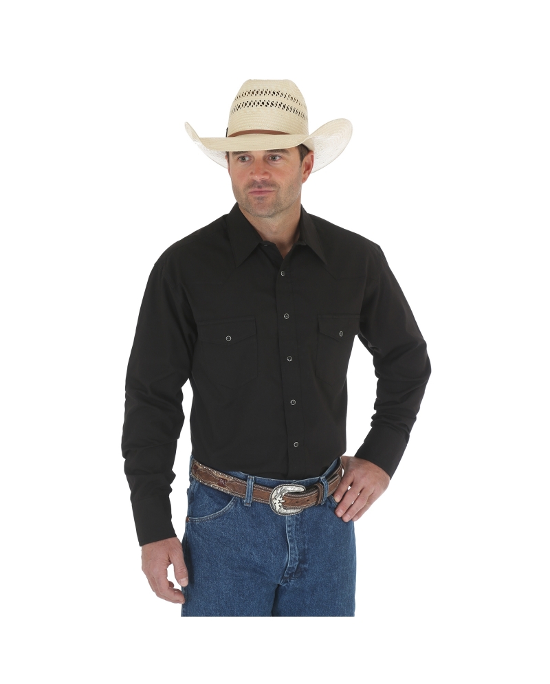 Wrangler® Men's Black Sport Western Snap Shirt - Big & Tall - Fort Brands