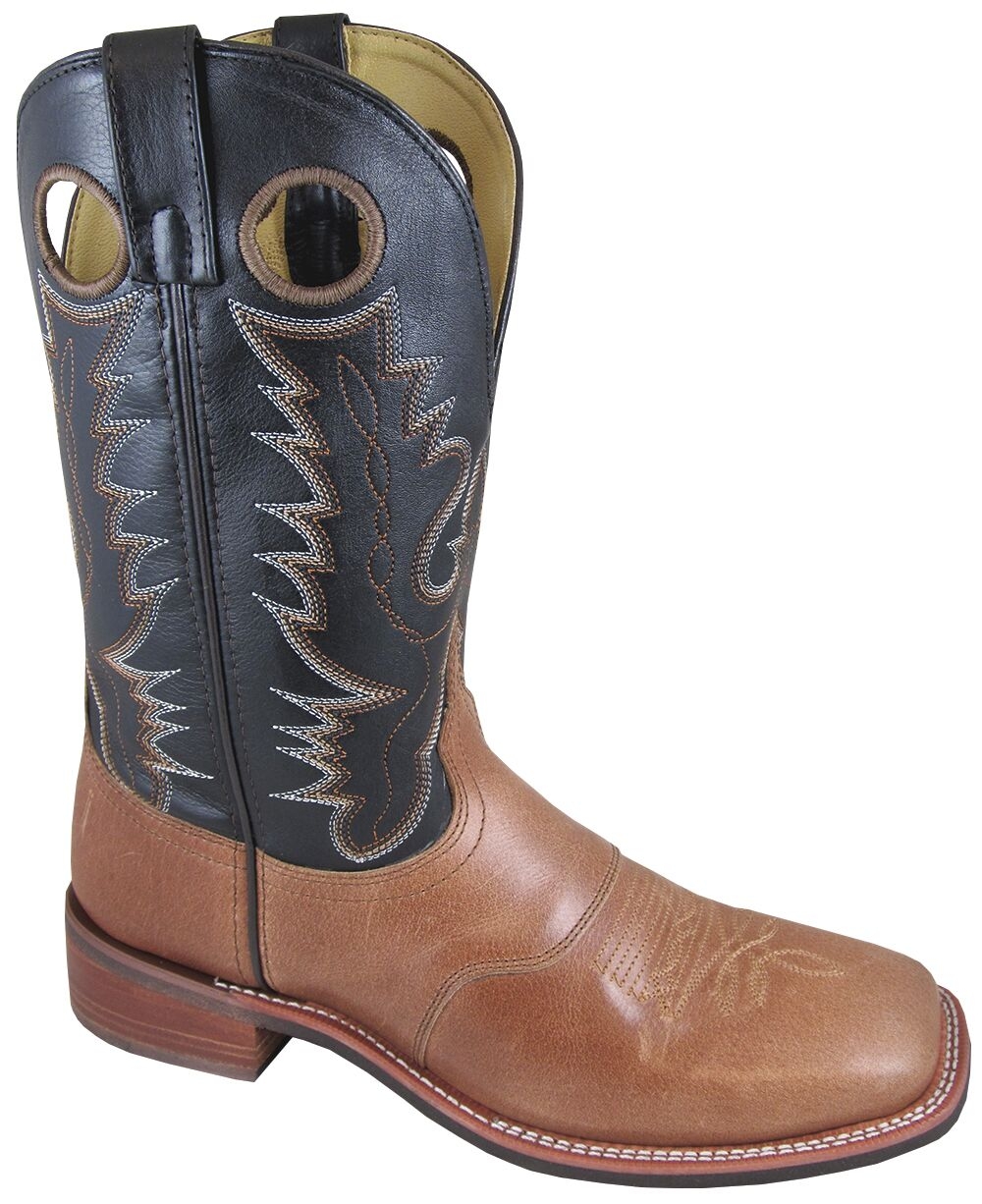 NEW Ladies Smoky Mountain Boots Western Cowboy Leather Black w Scroll Square Toe 