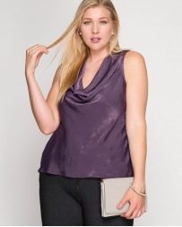 She + Sky® Ladies' Satin Sleeveless Cowl Neck Curvy