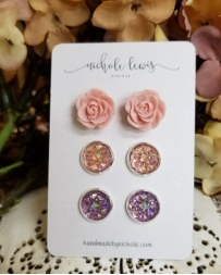 Nichole Lewis® Ladies' Rose Stud Trio Set