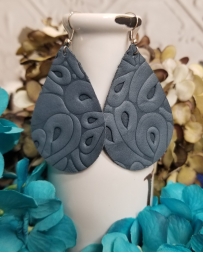 Nichole Lewis® Ladies' Blue Paisley Leather Earrings