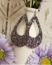 Nichole Lewis® Ladies' Large Glitter Gunmetal Earrings
