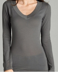 Younique® Ladies' Long Sleeve Vneck Basic Tee