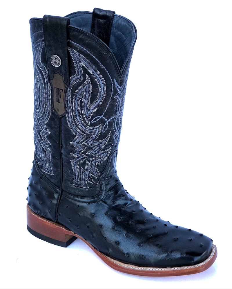 black mens square toe boots