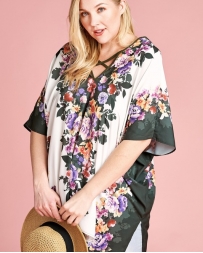 ODDI® Ladies' Curvy Caged Floral Poncho