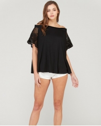 Wishlist® Ladies' Lace Contrast Sleeve Top