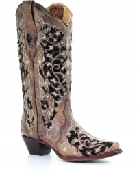Corral Boots® Ladies' Inlay Flowered Stud Boot