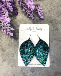 Nichole Lewis® Ladies' Glitter Leaf Earrings