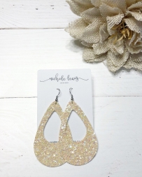 Nichole Lewis® Ladies' White Glitter Cutout Earrings