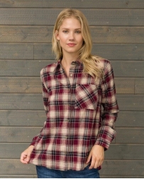 Mystree® Ladies' Plaid Shirt With Burnout Back