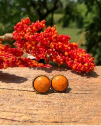 Nichole Lewis® Ladies' Orange Howlite Studs