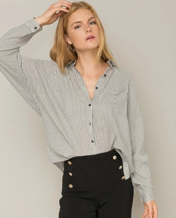 Hem \u0026 Thread® Ladies' Pinstripe Button 