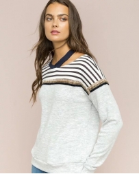 Hem & Thread® Ladies' Color Block Velvet Sweater