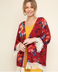 Younique® Ladies' Burgundy Floral Kimono