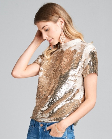 short sleeve sequin top