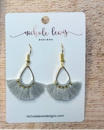 Nichole Lewis® Ladies' Mini Tassel Grey Earrings
