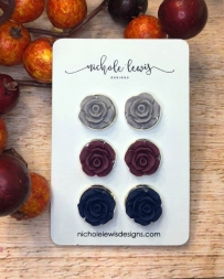 Nichole Lewis® Ladies' Rose Stud Trio Earrings