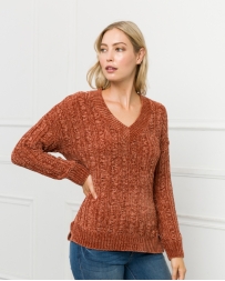 Mystree® Ladies' Rib Vneck Hi-Low Sweater