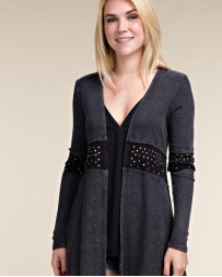 Vocal® Ladies' Black Long Sleeve Cardigan With Stones