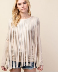 Vocal® Ladies' Taupe Fringe Top