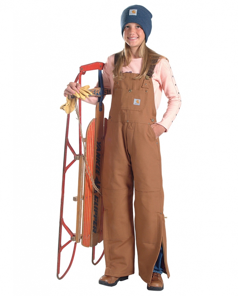 Carhartt Men's Brown Duck Zip-to-Thigh Bib Overalls