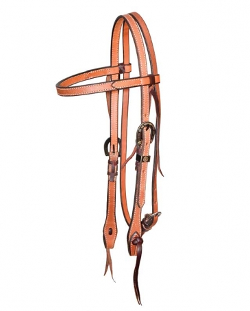 Leather Browband Headstall with Horseshoe Buckles