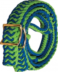 Mustang Manufacturing® Braided Barrel Rein - Blue/Lime