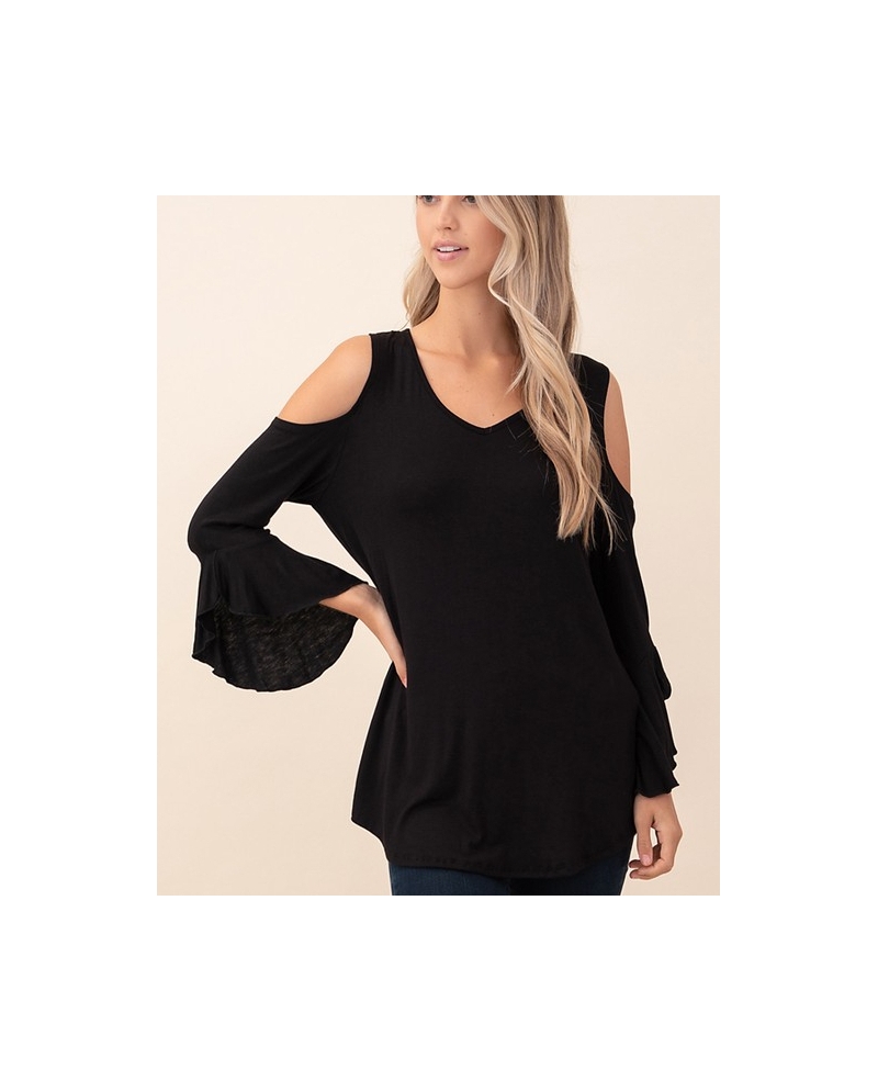 black cold shoulder shirt