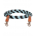 Mustang Manufacturing® Round Braided Trail Rein - Turquoise/Black