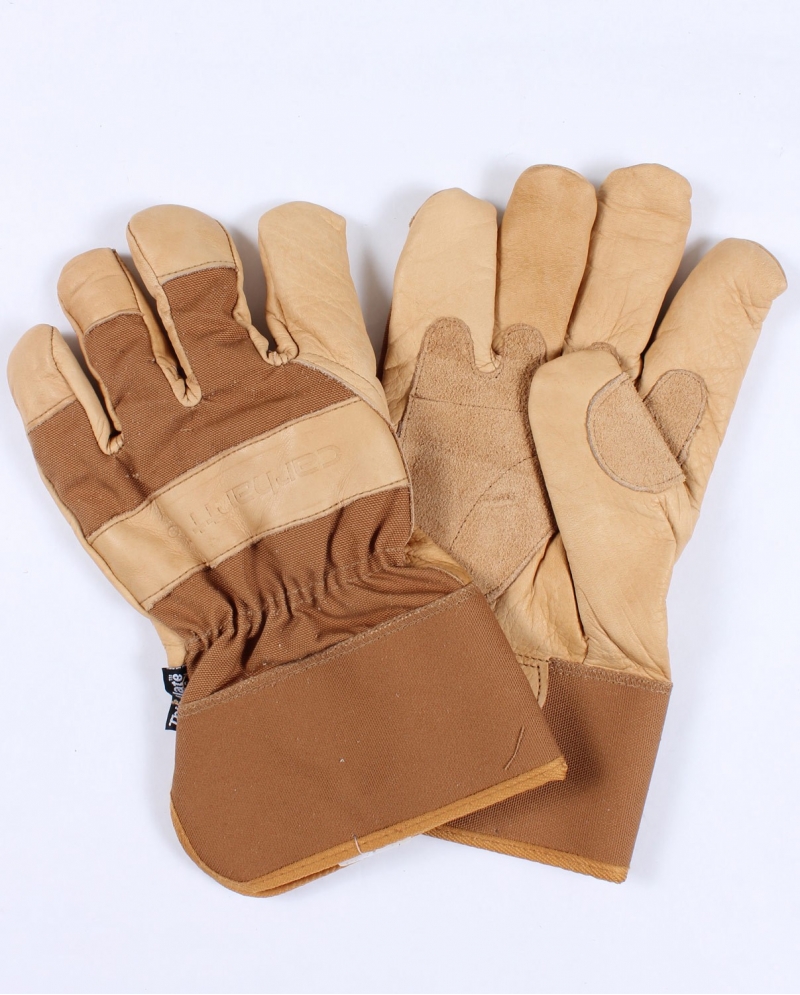 Carhartt Men's Insulated Grain Leather Safety Cuff Work Glove - Brown