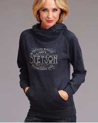 Stetson® Ladies' Navy Cowl Neck Hoodie