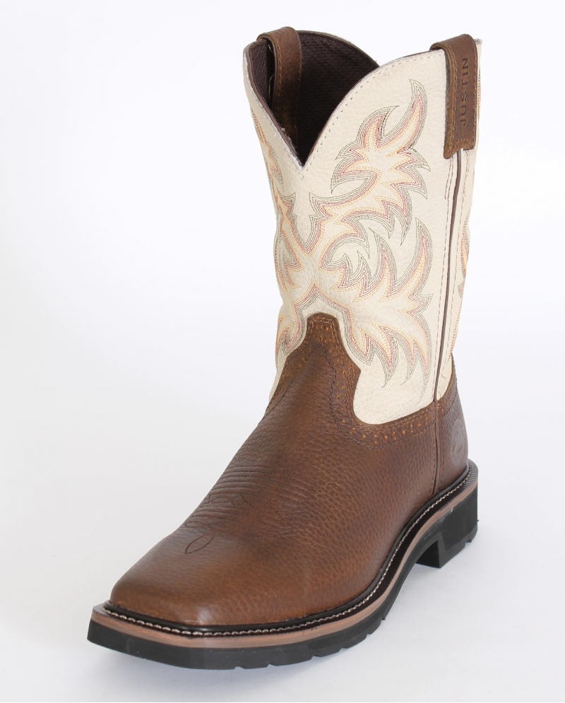 justin men's stampede square toe work boots