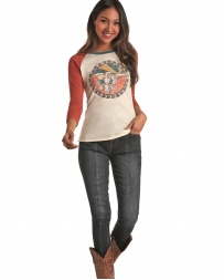 Rock and Roll Cowgirl® Ladies' Cactus Scene Baseball Tee