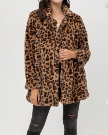 FashionGo® Ladies' Leopard Teddy Coat - Fort Brands