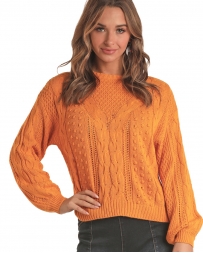 Rock and Roll Cowgirl® Ladies' Yellow Cable Knit Sweater