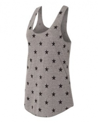 Ladies' Racerback Tank Top Grey Stars