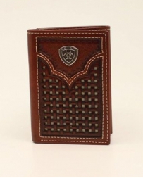 Ariat® Men's Brown Basketweave Trifold Wallet